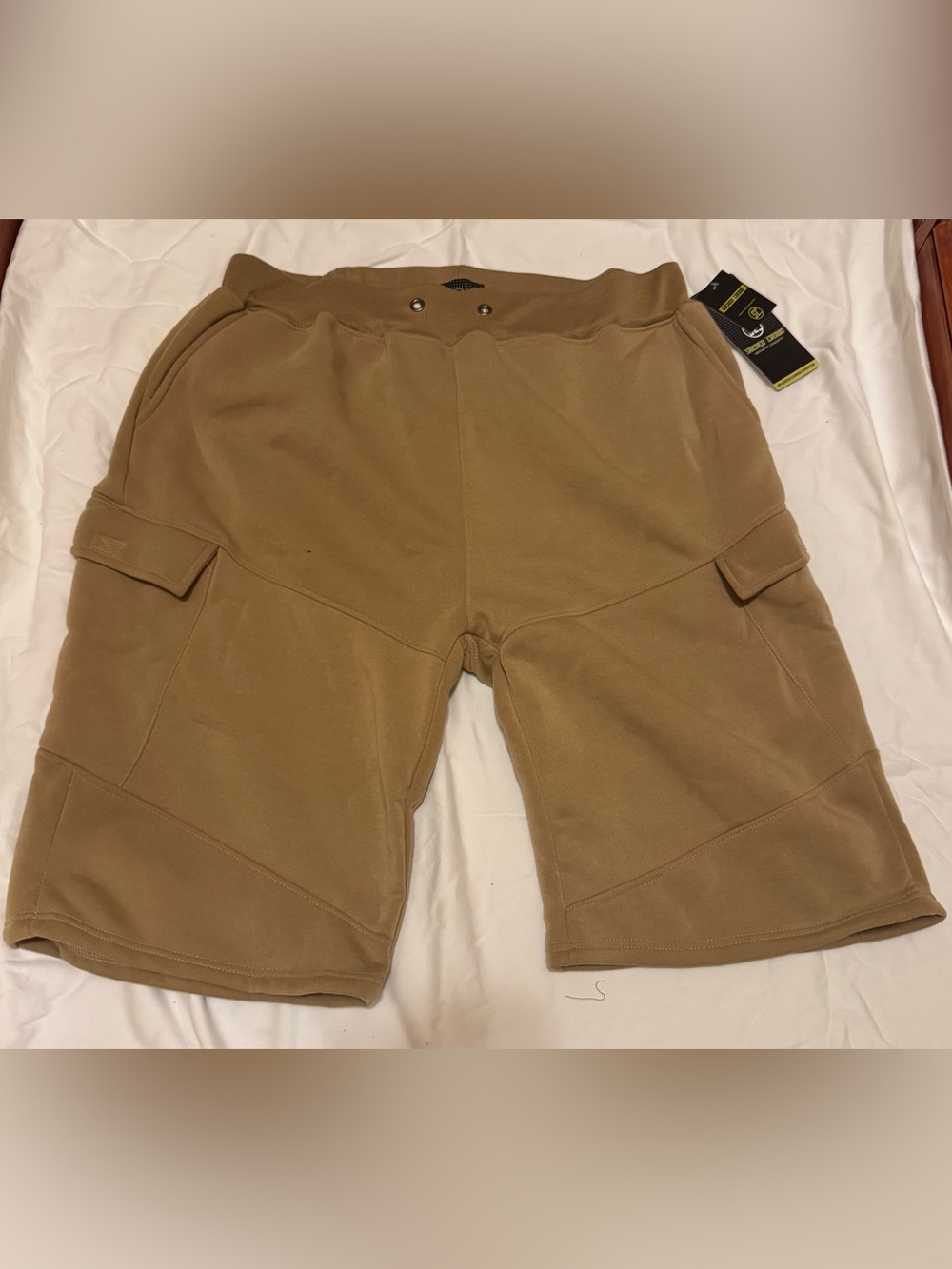 Sacred Crown Men's Fleece Cargo Shorts in Tan 4X